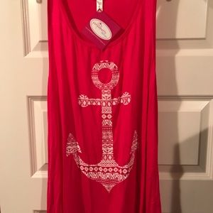 Miss Day pink anchor tank top-NWT
